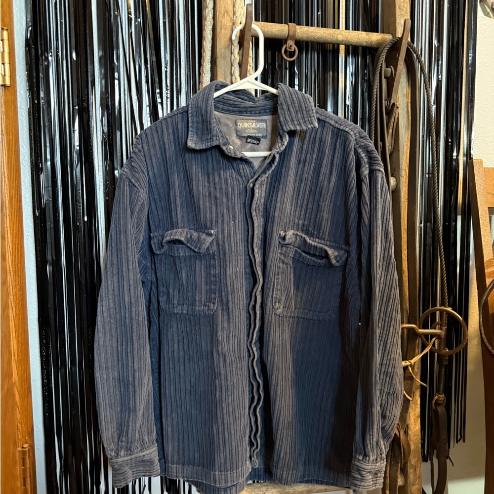 Men's Dark Blue Corduroy Shirt Jacket
